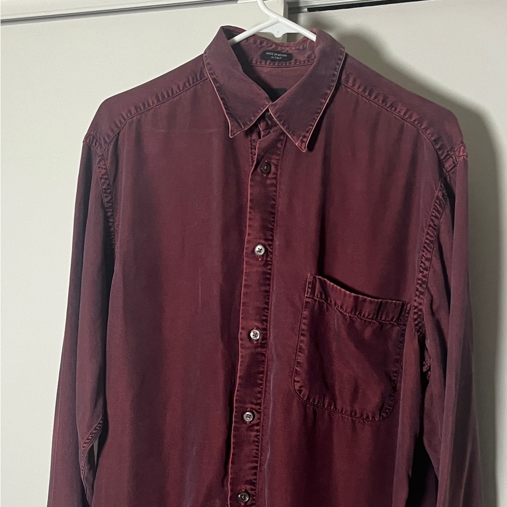 Acorn Wine Red Casual Button-Up Shirt